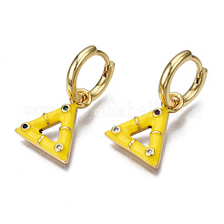 Brass Micro Pave Cubic Zirconia Huggie Hoop Earrings&nbsp;EJEW-T014-43G-NF