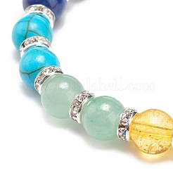 Natural & Synthetic Mixed Stone Round Beads Beaded Stretch Bracelet&nbsp;BJEW-JB08573