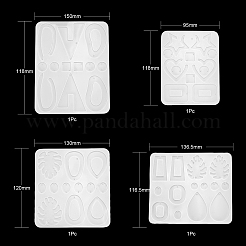 4Pcs Geometry/Teardrop/Heart Pendant & Links Silicone Molds&nbsp;DIY-LS0003-22