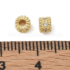 Brass Micro Pave Clear Cubic Zirconia Spacer Beads&nbsp;CU-CBAC675-02G
