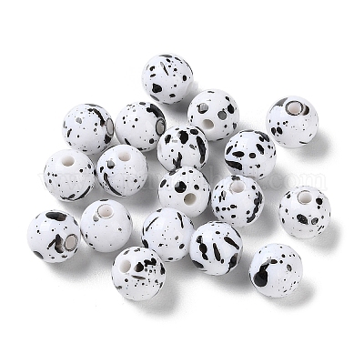 Printed Opaque Acrylic Round Beads&nbsp;ACRP-P001-01B-01-1