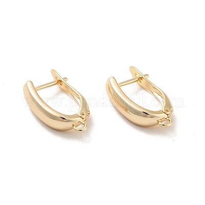 Rack Plating Brass Hoop Earring Findings with Latch Back Closure&nbsp;KK-D083-01G-1