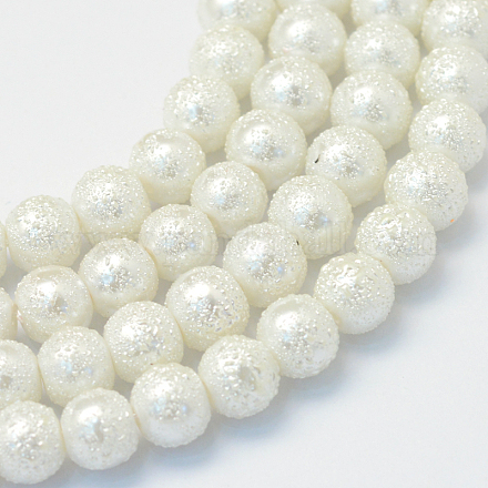 Baking Painted Textured Glass Pearl Bead Strands&nbsp;X-HY-Q002-6mm-01-1