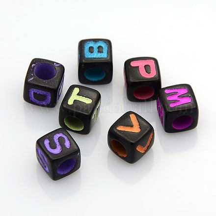 Solid Color Initial Acrylic Beads&nbsp;MACR-Q167-6x6mm-M-1