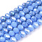 Electroplate Glass Beads Strands, Opaque Solid Color, AB Color Plated, Faceted, Rondelle, Cornflower Blue, 4x3mm, Hole: 0.80~1mm, about 105~110pcs/strand, 38~39cm