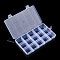 Plastic Bead Storage Containers, 15 Compartments, Rectangle, Clear, 17.3x10.3x1.9cm, Hole: 6mm, compartment: 30x33mm