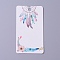 Cardboard Earring Display Cards, Rectangle with Woven Net/Web & Feather Pattern, White, 9x5x0.04cm, Hole: 1.5mm