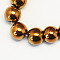 Non-magnetic Synthetic Hematite Beads Strands, Grade A, Round, Copper Plated, 10mm, Hole: 1.5mm, about 40~42pcs/strand