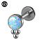 G23 Titanium Threadless Labrets, with Imitation Opal, Stainless Steel Color, Lollipop, 6mm, Pin: 1.2mm