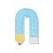 Acrylic Pendants, with Glitter Powder, Pencil, Deep Sky Blue, 52.5x30x2mm, Hole: 1.8mm