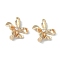 Brass Pendants, with Clear Glass, Flower, Real 18K Gold Plated, 20x17.5x4mm, Hole: 1.2mm