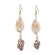 3Pairs Brass & Shell Dangle Earrings&nbsp;EJEW-JE06323-4