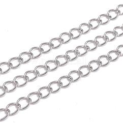 Tarnish Resistant 304 Stainless Steel Twisted Chains, with Spool, for DIY Jewelry Making, Soldered, Stainless Steel Color, 5x3.5x0.6mm