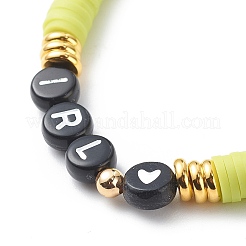5Pcs 5 Color Polymer Clay Disc Surfer Stretch Bracelets Set&nbsp;BJEW-JB08801