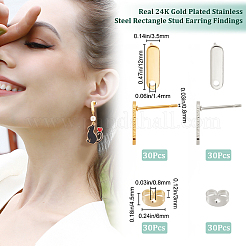 60Pcs 2 Colors 201 Stainless Steel Stud Earring Findings with Hole&nbsp;EJEW-BBC0002-15
