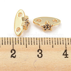 Rack Plating Brass Micro Pave Clear Cubic Zirconia Connector Charms&nbsp;KK-F864-04G1