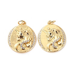 Brass Micro Pave Cubic Zirconia Pendants&nbsp;ZIRC-P092-002G-RS
