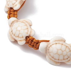 Synthetic Turquoise Sea Turtle Braided Bead Bracelet&nbsp;BJEW-JB10036-02