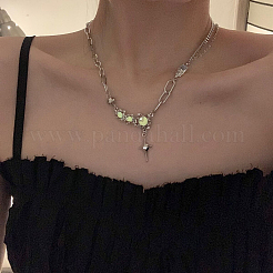 Alloy & 304 Stainless Steel & Synthetic Moonstone Star Pendant Necklaces for Women&nbsp;FS-WG61037-01