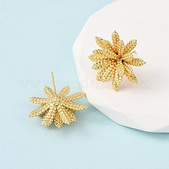Flower Brass Stud Earrings&nbsp;EJEW-D346-06G