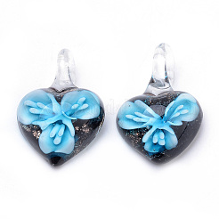 Handmade Gold Sand Lampwork Pendants&nbsp;LAMP-R138-06A-B
