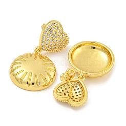 Rack Plating Brass Micro Pave Clear Cubic Zirconia Stud Earrings&nbsp;EJEW-I313-15B-G