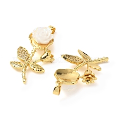 Brass Micro Pave Clear Cubic Zirconia with Resin Pendants&nbsp;KK-G533-01G-02