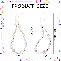 2Pcs 2 Styles Plastic Pearl & Resin & Glass Mobile Straps&nbsp;AJEW-GF0001-21A