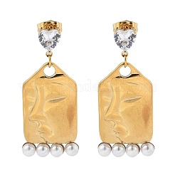 304 Stainless Steel Micro Pave Clear Cubic Zirconia Dangle Stud Earrings&nbsp;EJEW-D309-03G