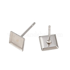 Tarnish Resistant Earring Cabochon Settings 304 Stainless Steel Ear Studs Blank Settings&nbsp;STAS-Q170-09