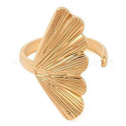 Ion Plating(IP) 304 Stainless Steel Leaf Open Cuff Rings for Women&nbsp;RJEW-Z057-05G