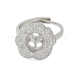 Flower Brass Micro Pave Cubic Zirconia Adjustable Ring Settings&nbsp;KK-K297-03P