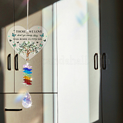 Glass Teardrop Hanging Suncatchers&nbsp;HJEW-WH0201-011