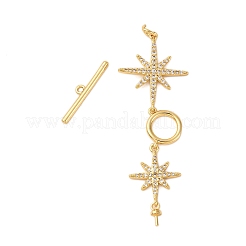 Brass Micro Pave Clear Cubic Zirconia Toggle Clasps&nbsp;KK-A223-36G