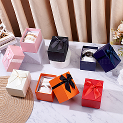 6 Sets 6 Colors Ribbon Bowknot Paper Jewelry Storage Cases with Pillow Inside for Watches Bracelets &nbsp;CON-PH0003-23
