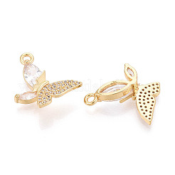 Brass Micro Pave Clear Cubic Zirconia Pendants&nbsp;KK-T077-37G
