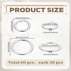 60Pcs 2 Styles 304 Stainless Steel Open Jump Rings&nbsp;STAS-LP0005-44