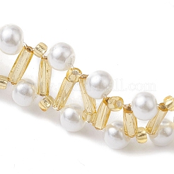 Imitated Pearl Acrylic & Glass Beaded Bracelets with 304 Stainless Steel Lobster Claw Clasps for Women&nbsp;BJEW-JB10199-01