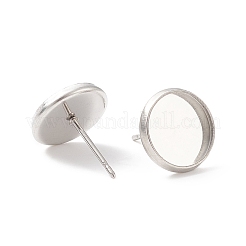 Tarnish Resistant 304 Stainless Steel Flat Round Stud Earring Settings&nbsp;STAS-I017-02