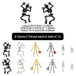 12Pcs 6 Styles Halloween Alloy Pendants Sets&nbsp;FIND-YW0006-25
