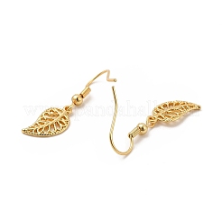 Brass Leaf Dangle Earrings&nbsp;EJEW-P218-01G