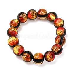 14MM Luminous Handmade Foil Glass Round Beaded Stretch Bracelets&nbsp;LA-CBA41F9-01A