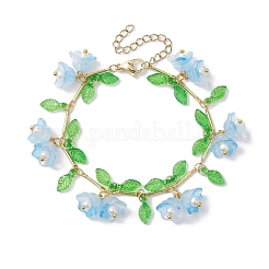 Flower Glass & Acrylic Charm Bracelets&nbsp;BJEW-JB10443