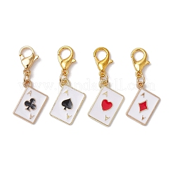 Playing Card Alloy Enamel Pendant Decoration&nbsp;HJEW-JM02607