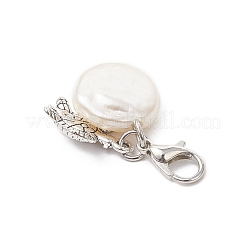 Sea Animal Alloy & ABS Plastic Imitation Pearl Pendant Decorations&nbsp;HJEW-JM03657