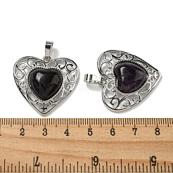 Natural Amethyst Peach Love Heart Pendants&nbsp;G-G158-01N