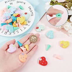 Silicone Heart & Synthetic Rubber Cone Knitting Needle Point Protectors&nbsp;DIY-NB0010-18