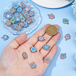 32Pcs 8 Colors Printed Alloy Enamel Connector Charms&nbsp;ENAM-DC0002-08