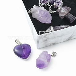 5 Styles Natural Amethyst Pendants&nbsp;G-FS0002-47