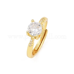 Brass Micro Pave Cubic Zirconia Finger Rings for Women&nbsp;RJEW-Z113-35G